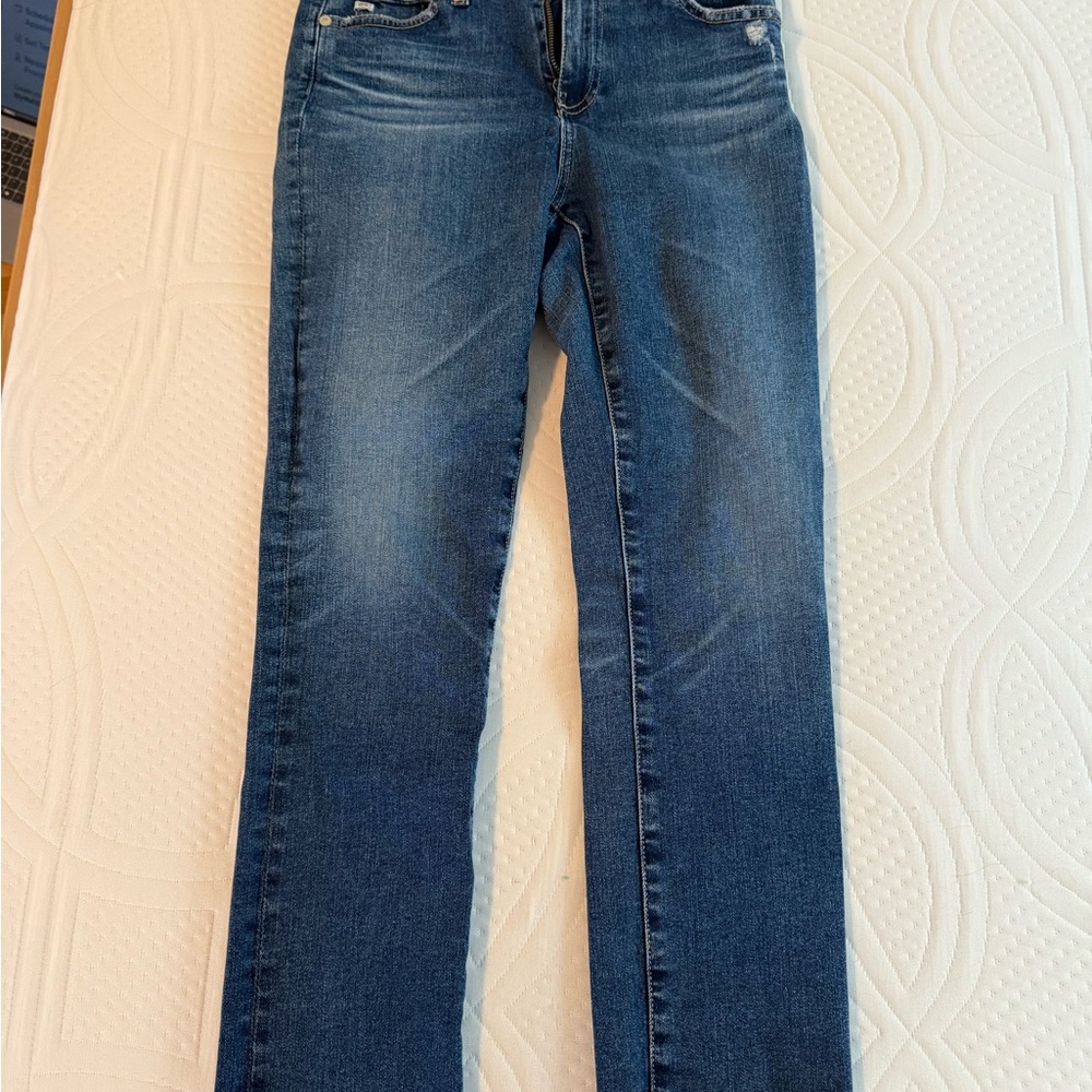 AG Adriano Goldschmied Mari High Rise Slim Straight Leg Blue Jeans